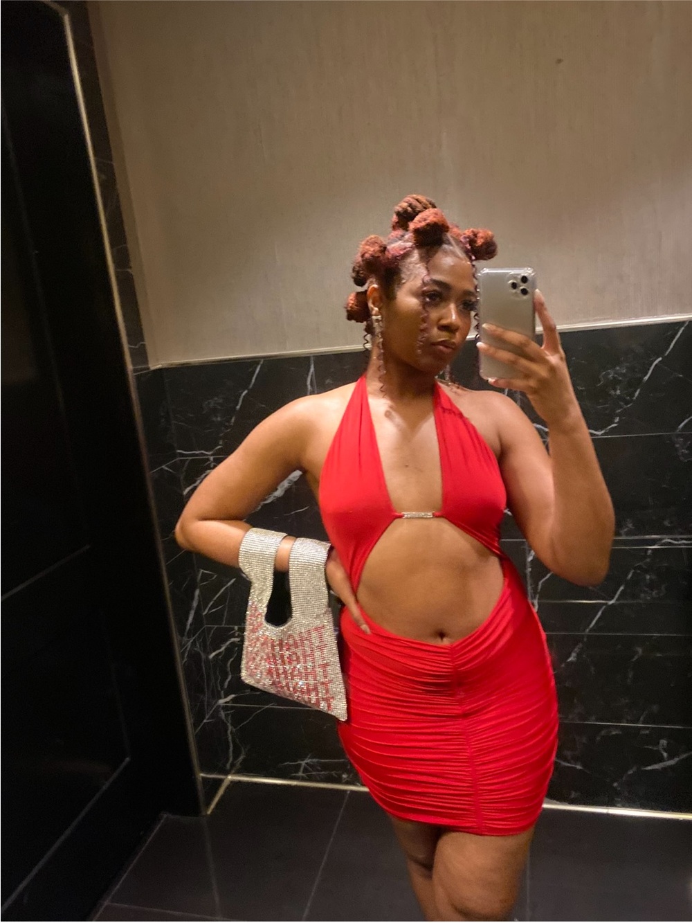 Red Halter Cutout Mini Dress